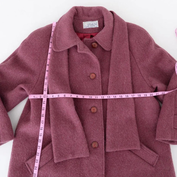 Vintage Fashion Gallery 72% Wool, 18% Mohair  Purple Single Breasted Winter Coat - Picture 6 of 15